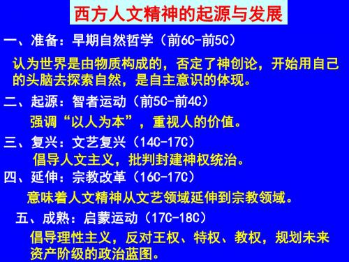 《西方人文精神的起源与发展》复习课件