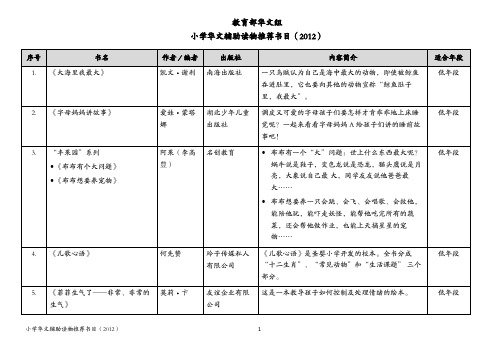 教育部文组 密学文汪助读物废荐书目狗 2012