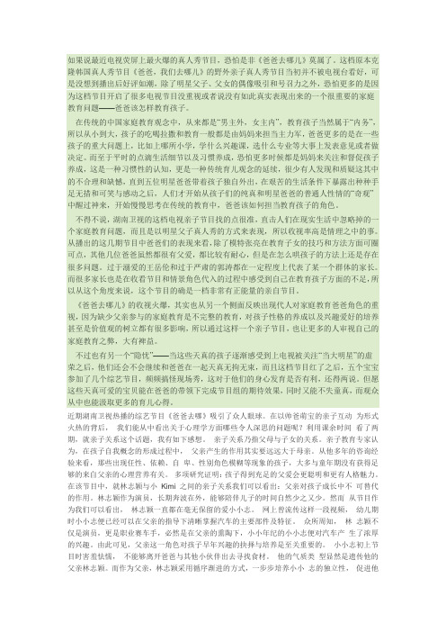 爸爸去哪中的教育思考