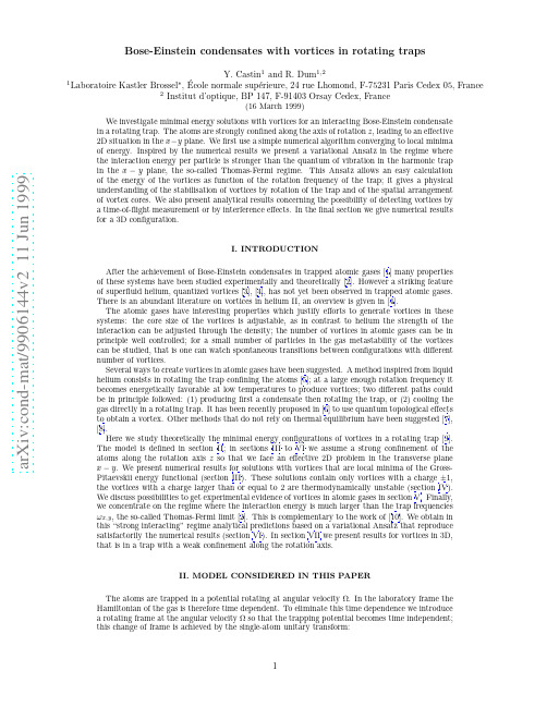 Bose-Einstein condensates with vortices in rotating traps