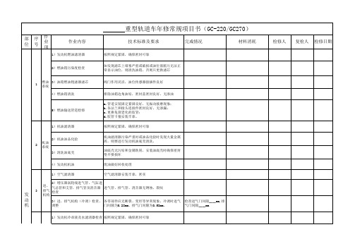 重型轨道车常规作业项目书(GC220,270型)