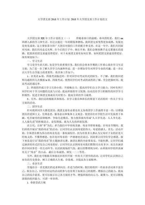 大学团支部2018年工作计划_2018年大学团支部工作计划范文
