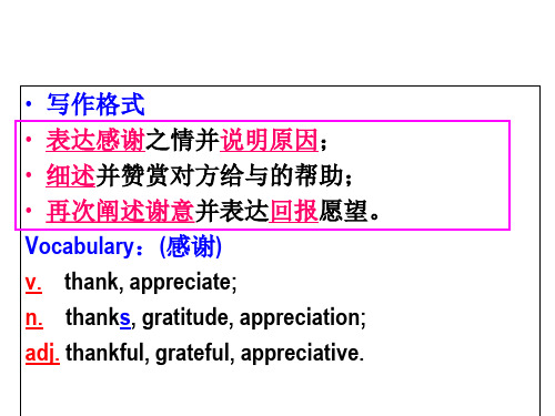 高中英语作文-—-感谢信写作格式及范文精品PPT课件
