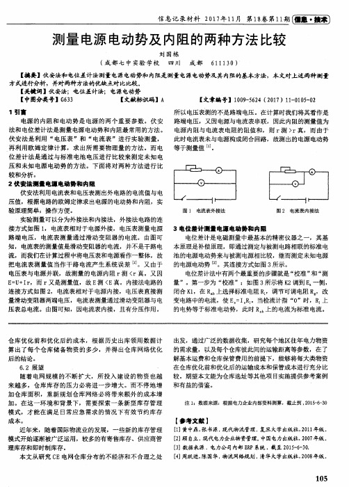 测量电源电动势及内阻的两种方法比较