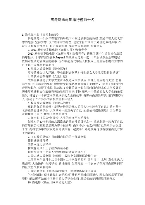 高考励志电影排行榜前十名 