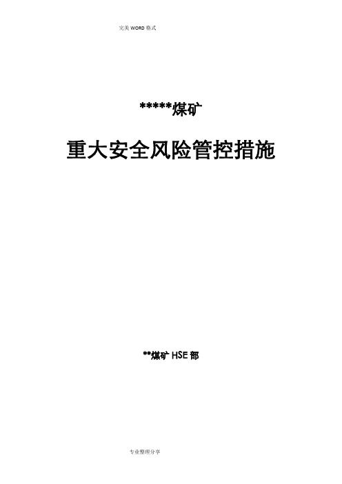 煤矿重大安全风险管控措施[2018]