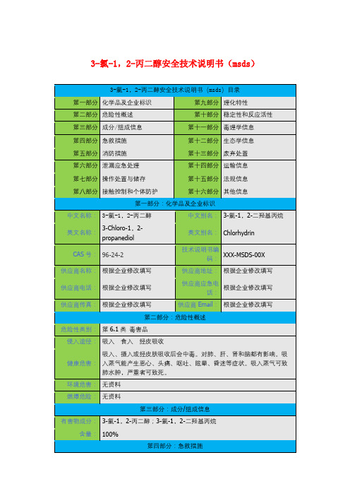 3-氯-1,2-丙二醇安全技术说明书(msds)