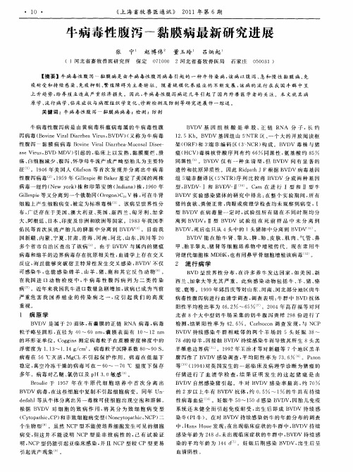 牛病毒性腹泻一黏膜病最新研究进展