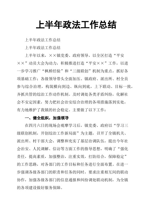 上半年政法工作总结