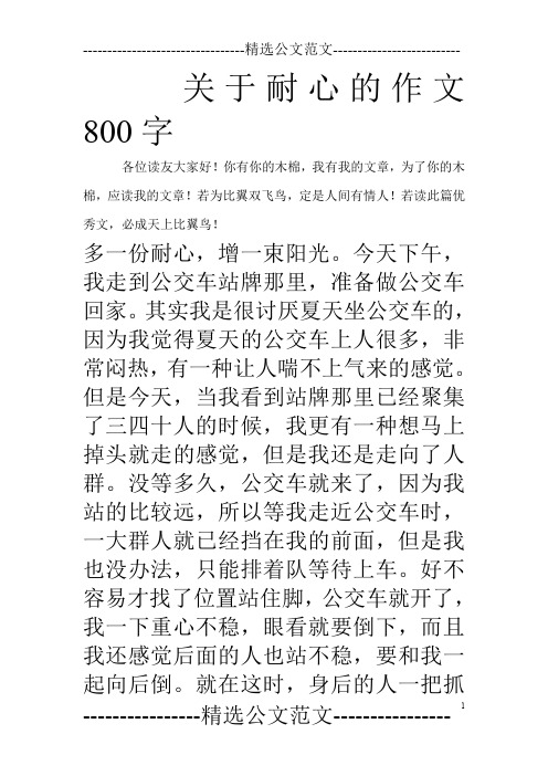 关于耐心的作文800字