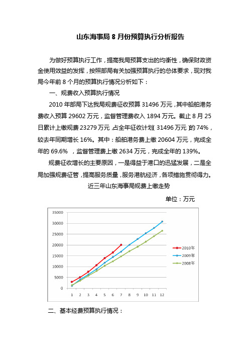 预算分析报告_山东海事局8月份预算执行分析报告