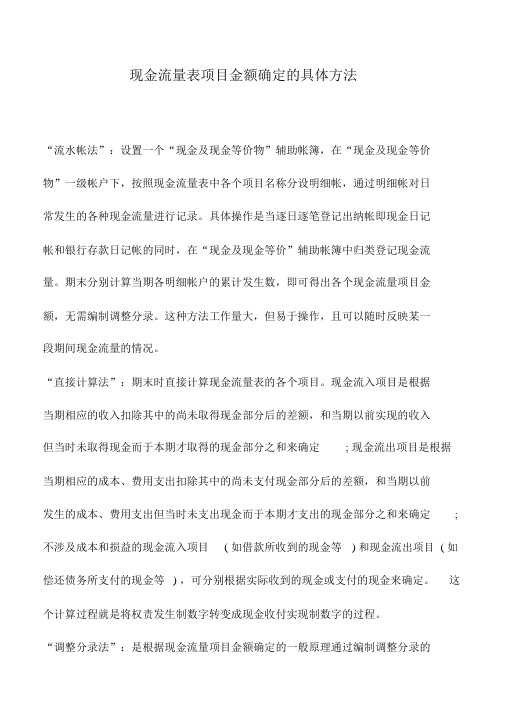 会计实务：现金流量表项目金额确定的具体方法