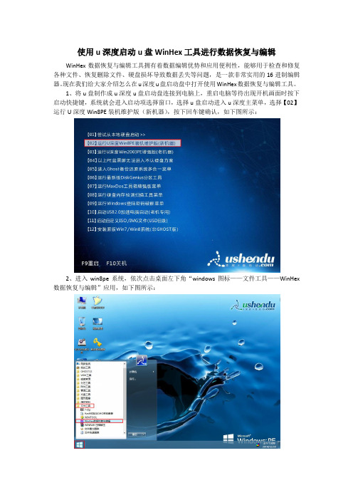 使用u深度启动u盘WinHex工具进行数据恢复与编辑