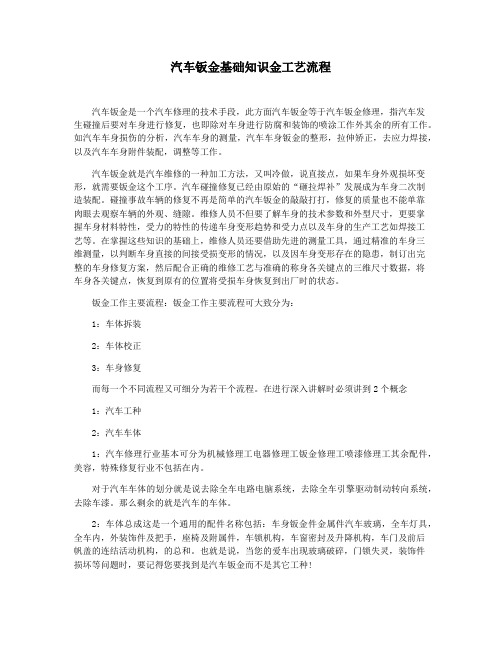 汽车钣金基础知识金工艺流程