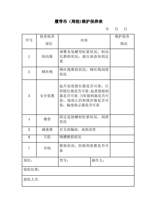 最新维护保养记录表【范本模板】