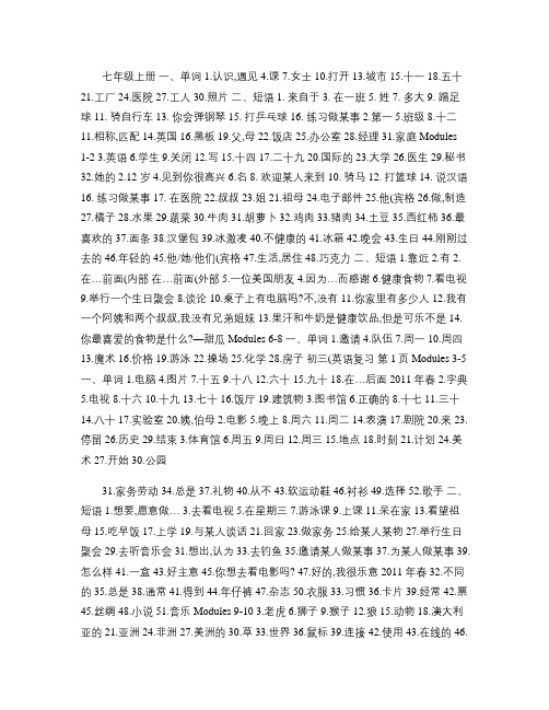 外研版七年级至九年级英语单词及短语复习(精)