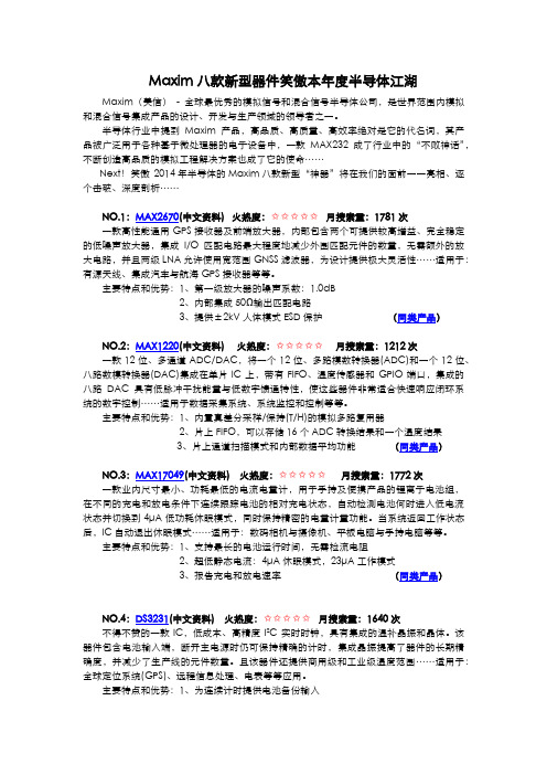 Maxim八款新型器件笑傲本年度半导体江湖