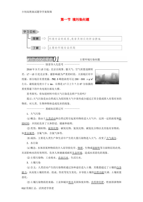 【小初高学习】高中地理第四章环境污染与防治第一节环境污染问题教学案中图版选修6