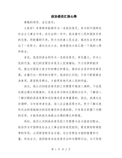 政协委员汇报心得