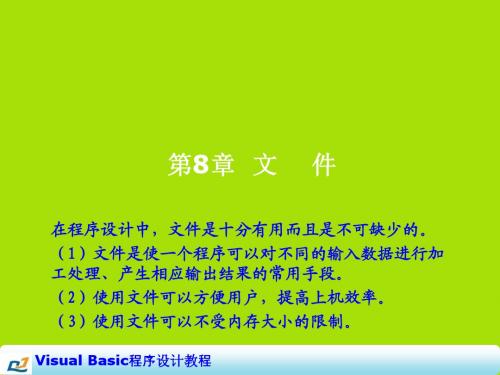 Visual Basic程序设计教程第八章 文件