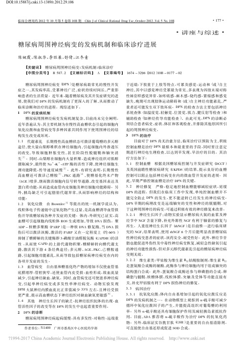 糖尿病周围神经病变的发病机制和临床诊疗进展_陈婉霞