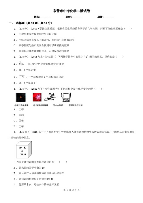 东营市中考化学二模试卷