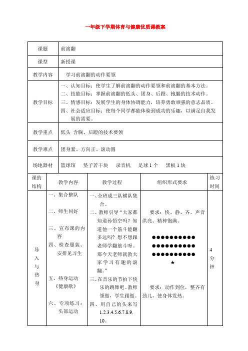 一年级下学期体育与健康优质课教案