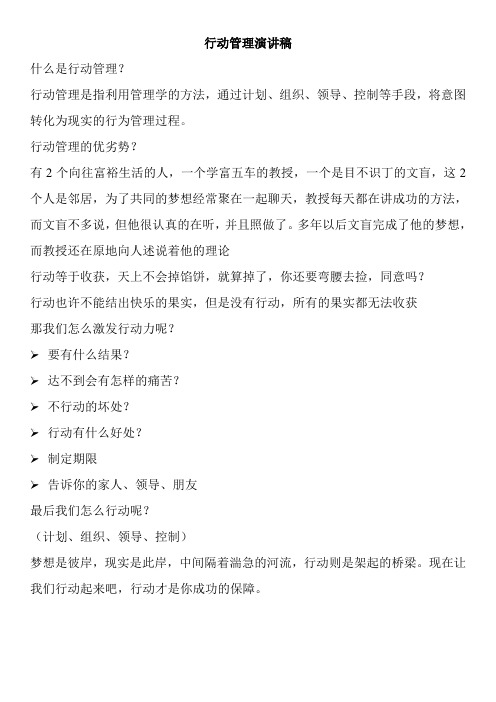 五项管理  行动管理