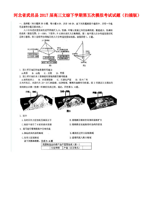 河北省武邑县高三文综下学期第五次模拟考试试题(扫描版)