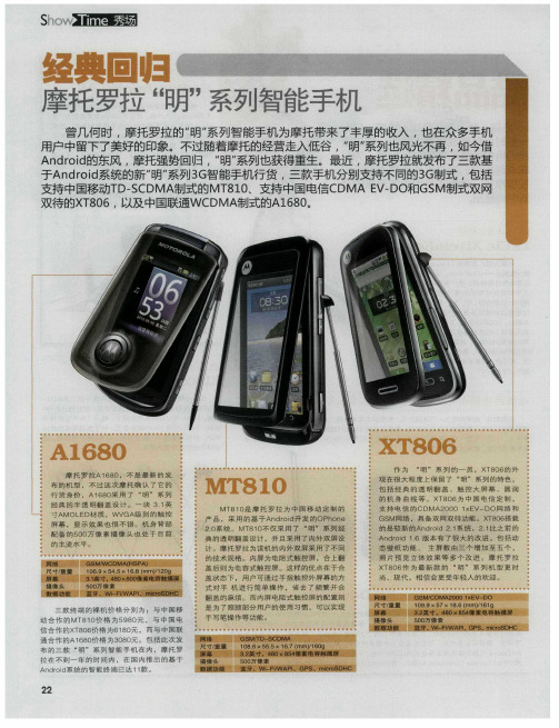 经典回归摩托罗拉“明”系列智能手机