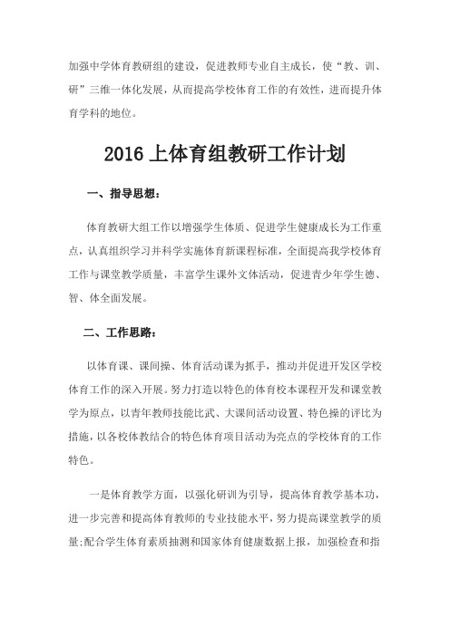 2016上体育组教研工作计划