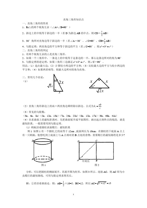 1.直角三角形知识点及复习