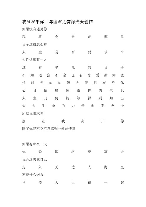 我只在乎你   歌词