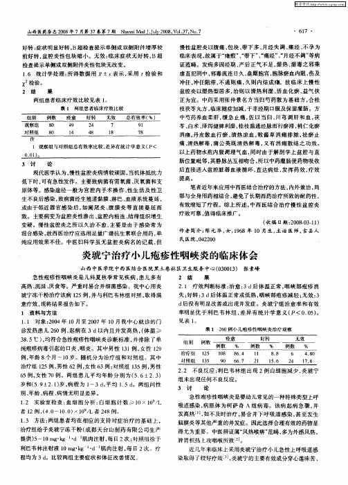 炎琥宁治疗小儿疱疹性咽峡炎的临床体会