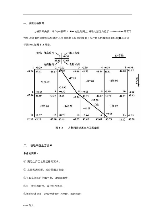 方格网法计算土方量教材及例题