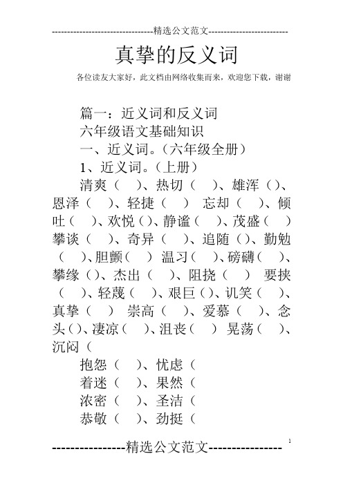 真挚的反义词