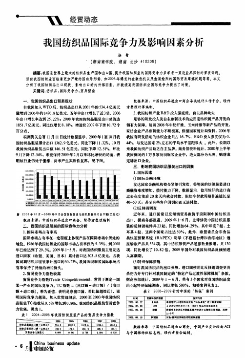 我国纺织品国际竞争力及影响因素分析