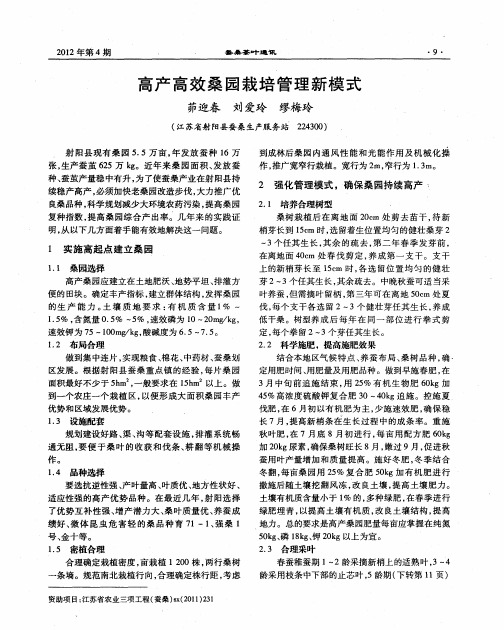 高产高效桑园栽培管理新模式