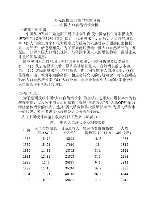 多元线性回归模型案例分析