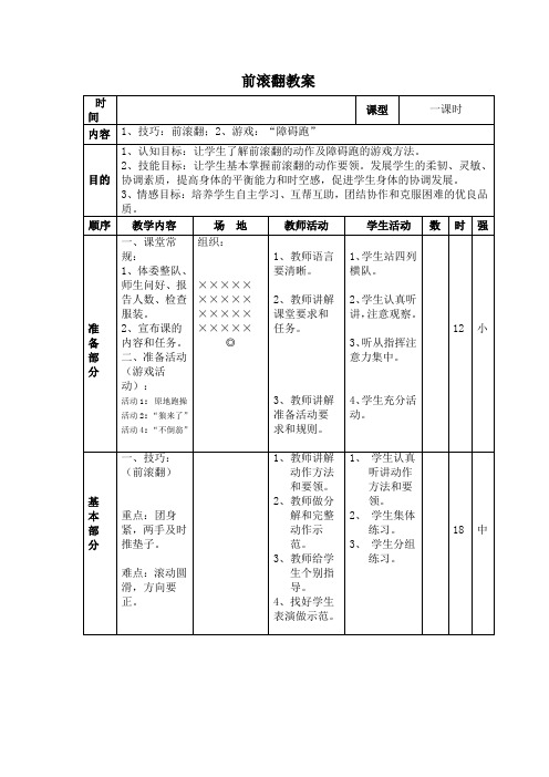 前滚翻 (水平一)教案