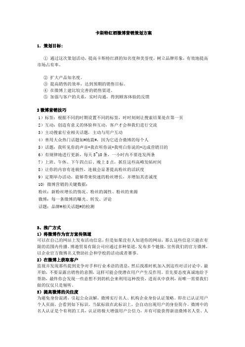 卡斯特红酒微博营销方案