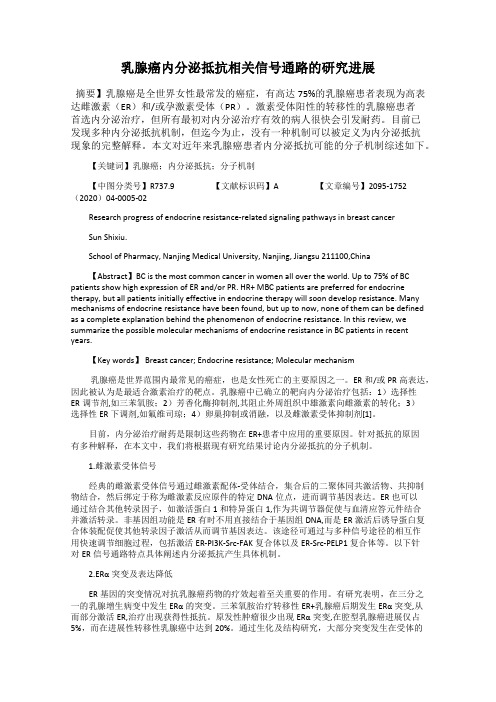 乳腺癌内分泌抵抗相关信号通路的研究进展