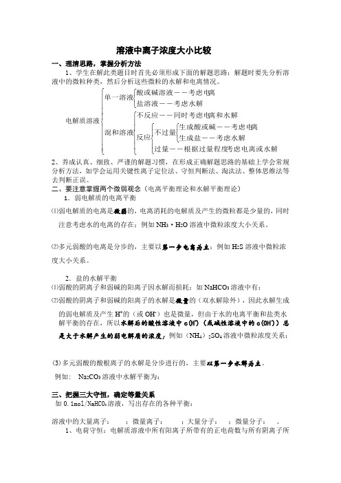 高三溶液中离子浓度大小比较