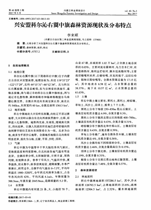 兴安盟科尔沁右翼中旗森林资源现状及分布特点