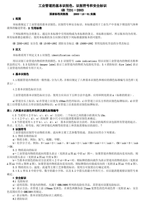 工业管道的基本识别色GB7231-2003