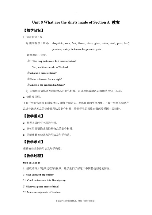 鲁教版五四制英语八年级下册Unit 8 What are the shirts made of Se