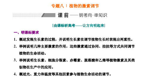 2021年高考生物二轮复习专题八  植物的激素调节