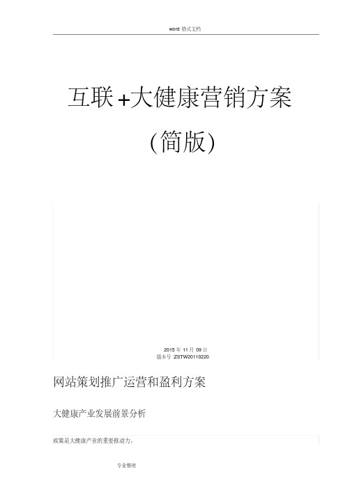 互联网+大健康营销方案