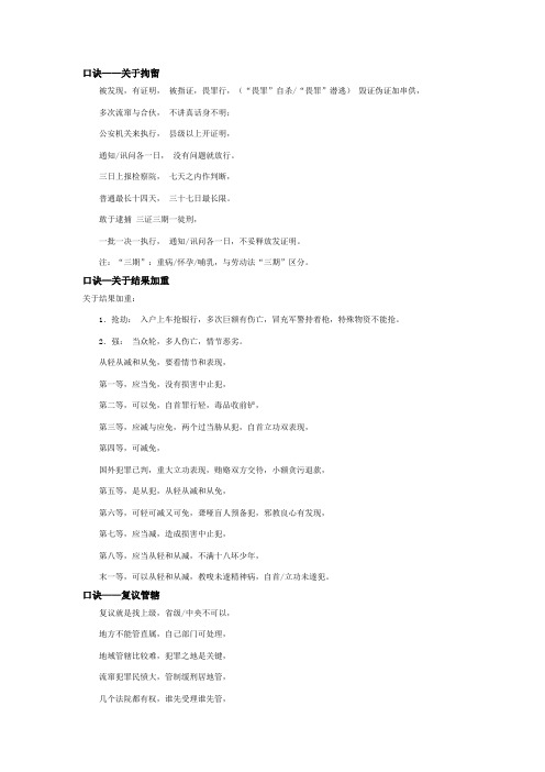 刑法刑诉合同法复习口诀