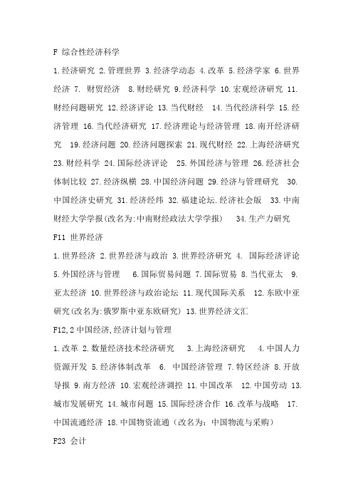 F 核心期刊